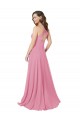 Keyhole Back Soft Chiffon Halter Neck Long Sleeveless Prom Dress / Bridesmaid Dress Norwich