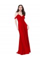 Open Back Dark Red Soft Chiffon V-Neck Long Sleeveless Bridesmaid Dress Norwich