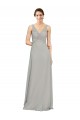 Silver Soft Chiffon V-Neck Long Sleeveless Bridesmaid Dress Norwich