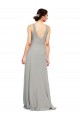 Silver Soft Chiffon V-Neck Long Sleeveless Bridesmaid Dress Norwich