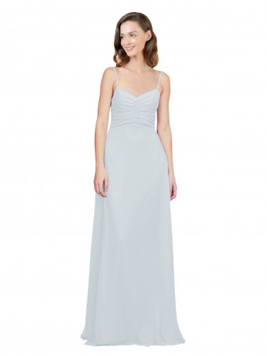 Frost Soft Chiffon Spaghetti Straps Long Sleeveless Bridesmaid Dress Norwich