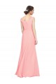 Salmon Soft Chiffon V-Neck Long Sleeveless Bridesmaid Dress Norwich