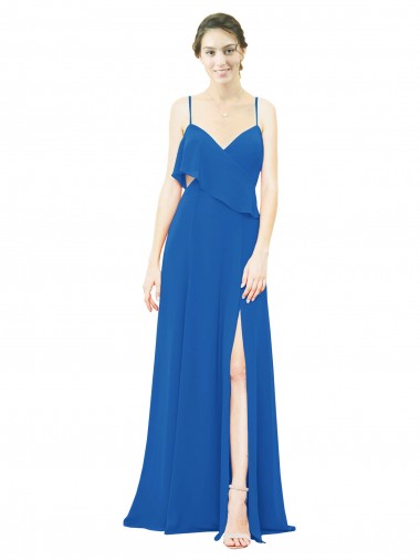 Royalty Soft Chiffon Spaghetti Straps Long Sleeveless Bridesmaid Dress Norwich