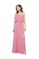 Skin Pink Soft Chiffon One Shoulder Long Sleeveless Bridal Party Dress Norwich