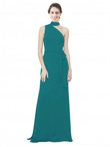 Hunter Soft Chiffon One Shoulder Long Sleeveless Bridesmaid Dress Norwich