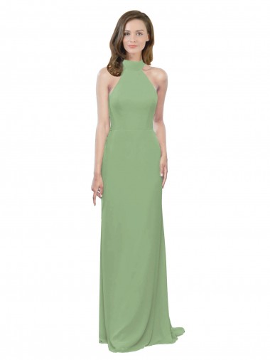 Soft Chiffon Halter Neck Long Sleeveless Formal Dress / Bridesmaid Dress Norwich