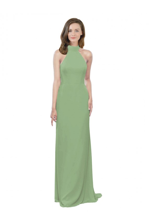 Soft Chiffon Halter Neck Long Sleeveless Formal Dress / Bridesmaid Dress Norwich