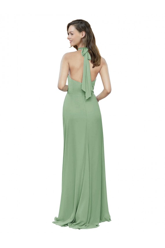 Soft Chiffon Halter Neck Long Sleeveless Formal Dress / Bridesmaid Dress Norwich