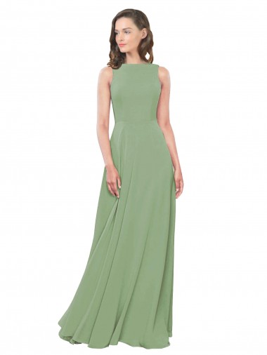 Seagrass Soft Chiffon Square Neck Long Sleeveless Bridesmaid Dress Norwich