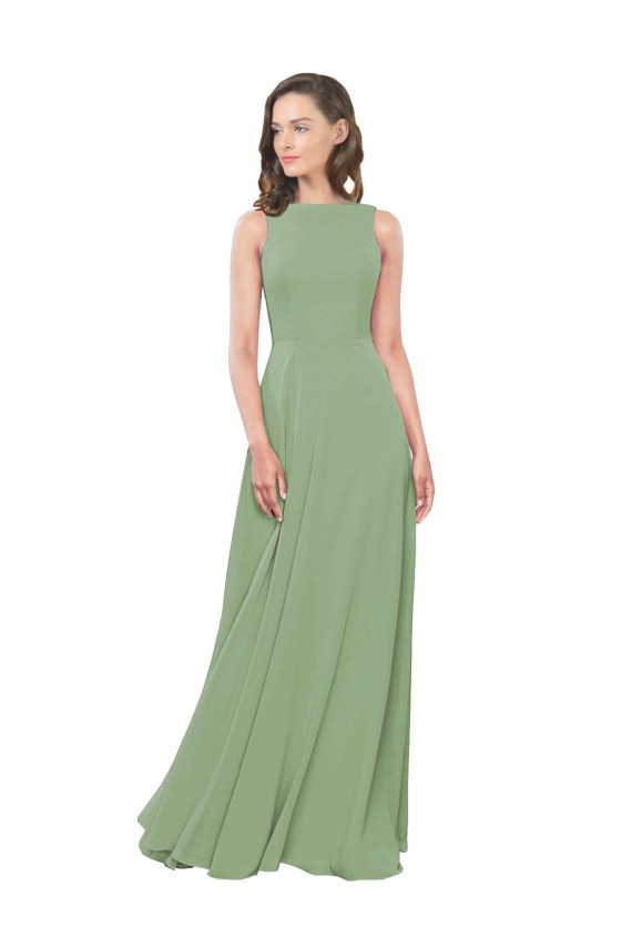 Seagrass Soft Chiffon Square Neck Long Sleeveless Bridesmaid Dress Norwich