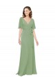 Soft Chiffon V-Neck Long Short Flutter Sleeves Bridesmaid Dress Norwich