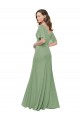 Soft Chiffon V-Neck Long Short Flutter Sleeves Bridesmaid Dress Norwich