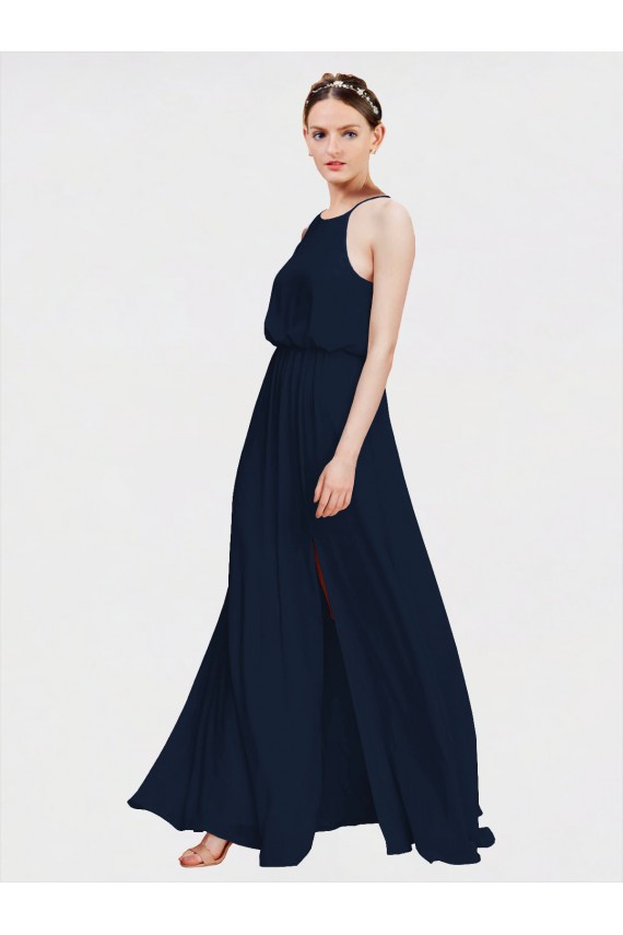 Chiffon Halter Neck Long Floor Length Sleeveless Formal Dress / Bridesmaid Dress Norwich