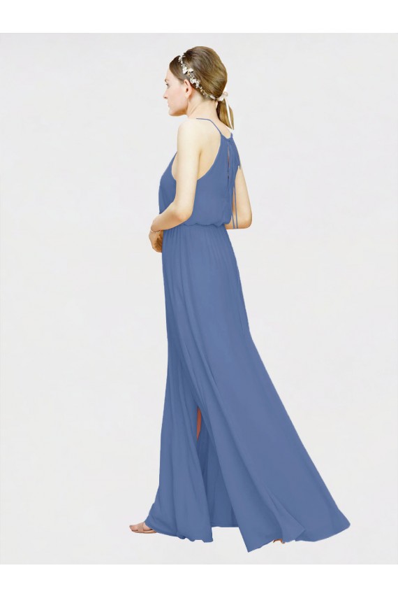 Chiffon Halter Neck Long Floor Length Sleeveless Formal Dress / Bridesmaid Dress Norwich