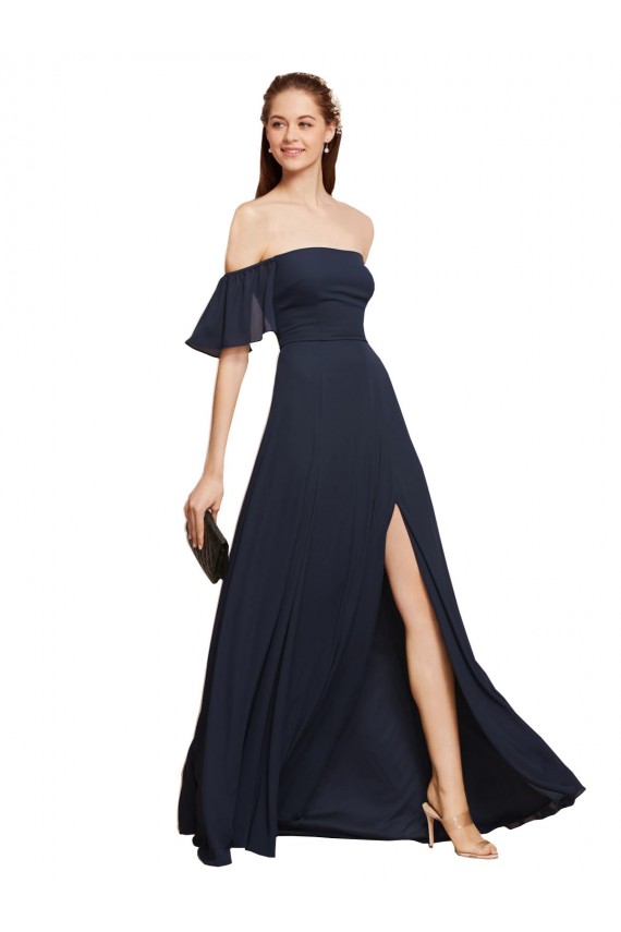 A-Line Soft Chiffon Off the Shoulder Long Sleeveless Prom Dress / Bridesmaid Dress Norwich