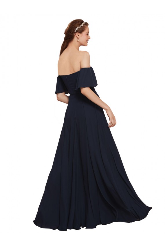 A-Line Soft Chiffon Off the Shoulder Long Sleeveless Prom Dress / Bridesmaid Dress Norwich