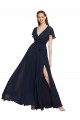 V-Back Chiffon V-Neck Long Cap Sleeves Evening Gowns / Bridesmaid Dresses Norwich