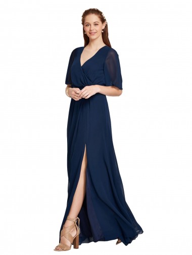 Soft Chiffon V-Neck Long Flutter Sleeves Bridesmaid Dress / Formal Dress Norwich