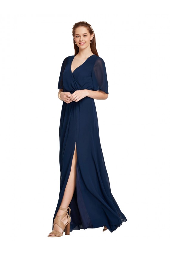 Soft Chiffon V-Neck Long Flutter Sleeves Bridesmaid Dress / Formal Dress Norwich