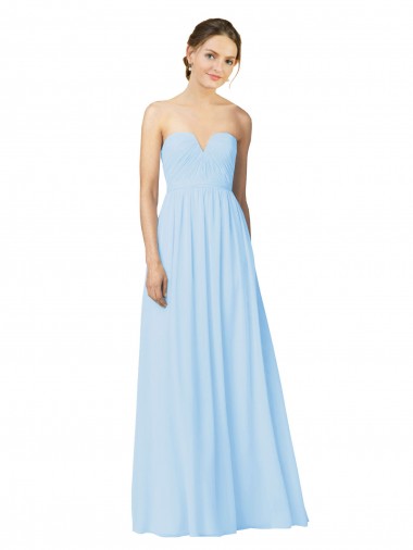 Light Sky Blue Soft Chiffon Sweetheart Long Sleeveless Formal Dress / Bridesmaid Dress Norwich