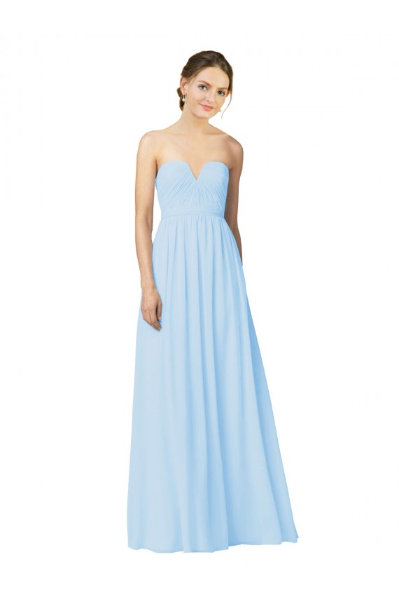 Light Sky Blue Soft Chiffon Sweetheart Long Sleeveless Formal Dress / Bridesmaid Dress Norwich