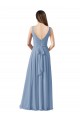 Dusty Blue Chiffon V-Neck Long Sleeveless Wedding Party Dress Norwich