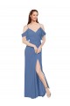 Windsor Blue Soft Chiffon Off the Shoulder Long Sleeveless Bridesmaid Dress Norwich