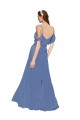 Windsor Blue Soft Chiffon Off the Shoulder Long Sleeveless Bridesmaid Dress Norwich