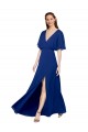 Open Back Chiffon V-Neck Long Flutter Sleeves Bridesmaid Dress / Evening Gowns Norwich