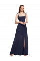 Dark Navy Chiffon Spaghetti Straps Long Sleeveless Bridesmaid Dress / Evening Dress Norwich