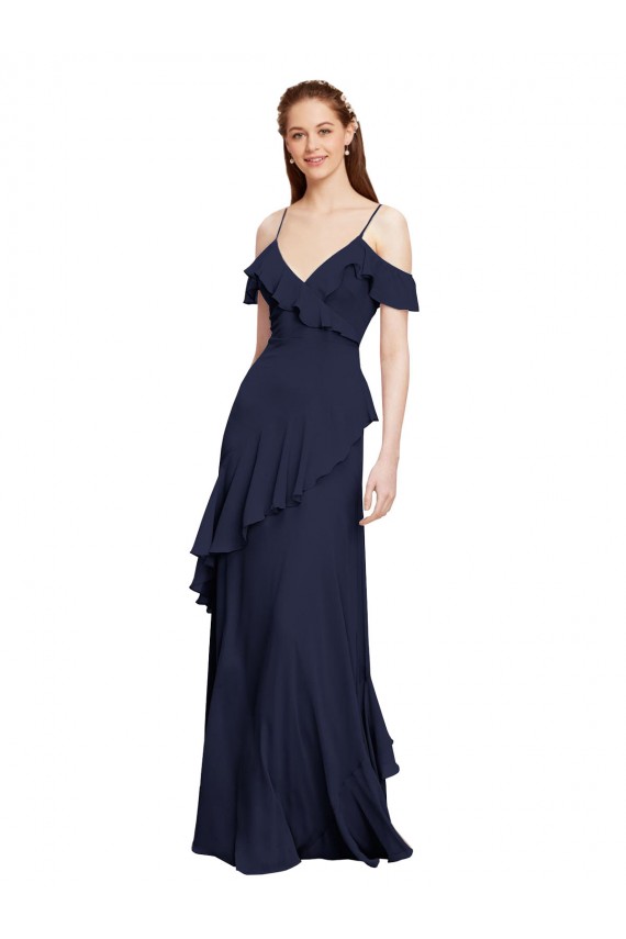 Chiffon Off the Shoulder Long Sleeveless Formal Dresses / Bridesmaid Dresses Norwich