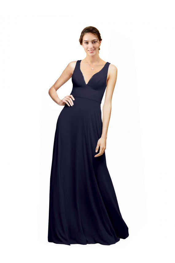 Open Back Chiffon V-Neck Long Sleeveless Wedding Guest Dress Norwich