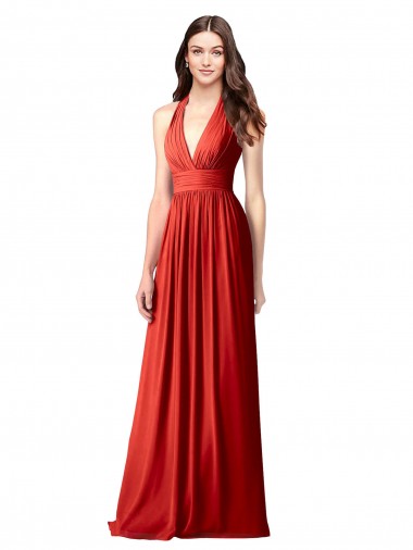Open Back Soft Chiffon Halter Neck Long Sleeveless Bridesmaid Dress / Formal Dress Norwich