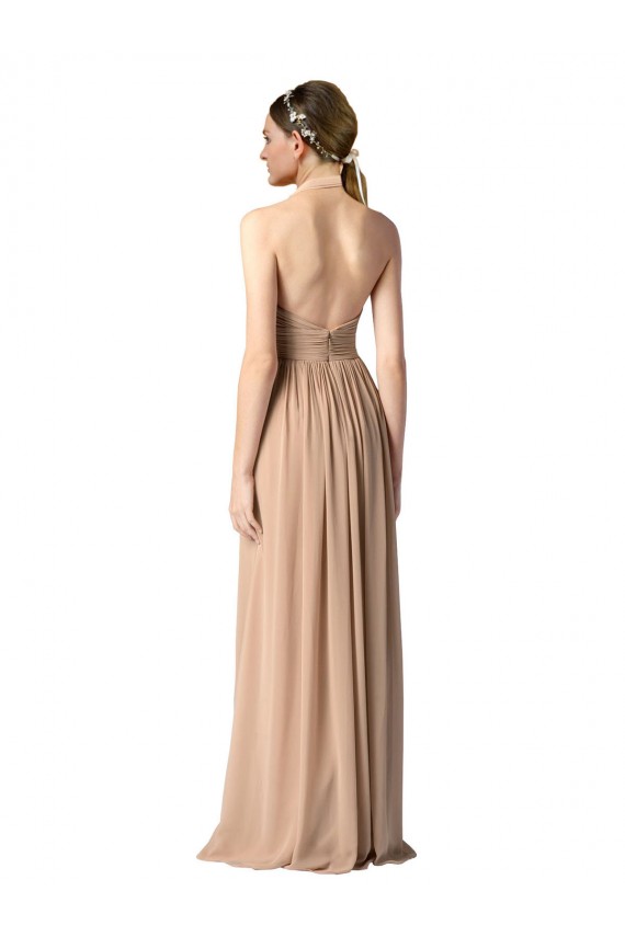 Open Back Soft Chiffon Halter Neck Long Sleeveless Bridesmaid Dress / Formal Dress Norwich