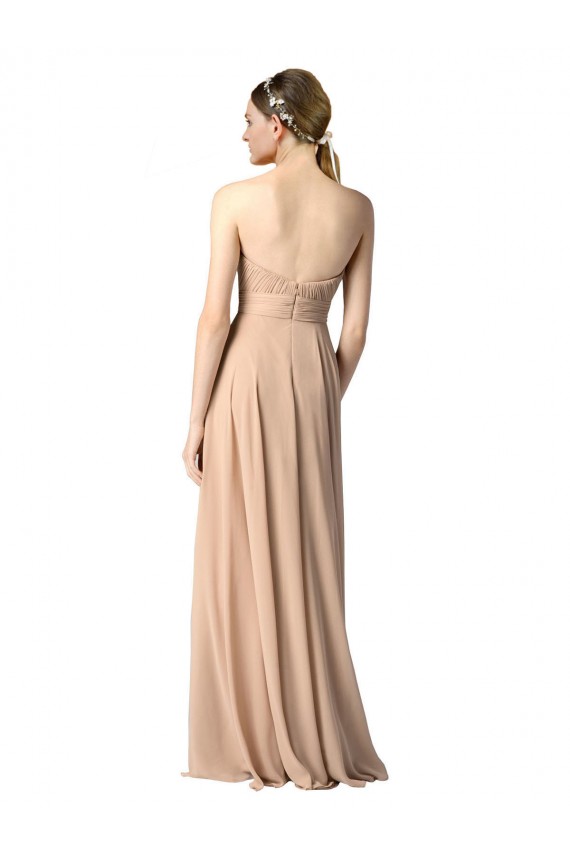 Open Back Dark Navy Soft Chiffon Sweetheart Long Sleeveless Evening Dress / Bridesmaid Dress Norwich