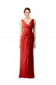 V-Back Red Soft Chiffon V-Neck Long Sleeveless Bridesmaid Dress Norwich
