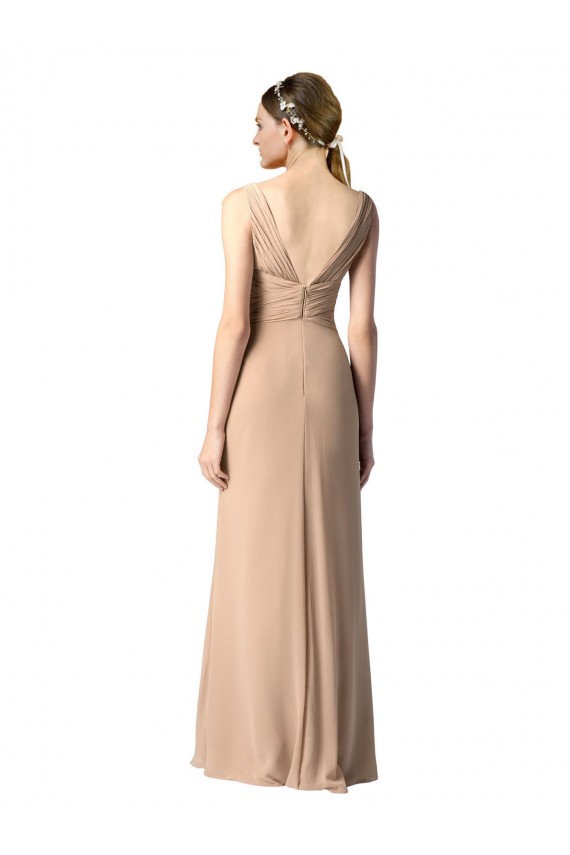 V-Back Red Soft Chiffon V-Neck Long Sleeveless Bridesmaid Dress Norwich