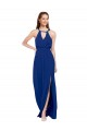 Royal Blue Soft Chiffon High Neck Long Sleeveless Bridesmaid Dress Norwich
