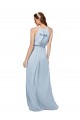 Royal Blue Soft Chiffon High Neck Long Sleeveless Bridesmaid Dress Norwich