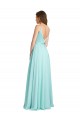 V-Back Soft Chiffon & Satin V-Neck Long Sleeveless Bridesmaid Dress Norwich