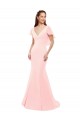 V-Back Pink Soft Chiffon V-Neck Long Flutter Sleeves Bridesmaid Dress Norwich