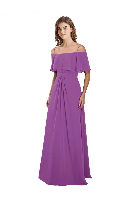 Dahlia Soft Chiffon Off the Shoulder Long Flutter Sleeves Bridesmaid Dress Norwich