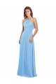Keyhole Back Periwinkle Chiffon Halter Neck Long Sleeveless Bridesmaid Dress / Evening Dress Norwich