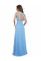 Keyhole Back Periwinkle Chiffon Halter Neck Long Sleeveless Bridesmaid Dress / Evening Dress Norwich