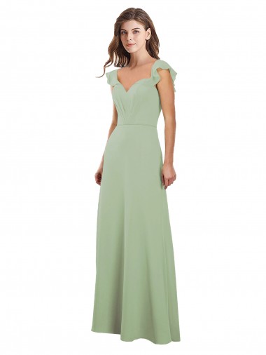 Low Back Soft Chiffon Sweetheart Long Cap Sleeves Bridesmaid Dress / Formal Dress Norwich