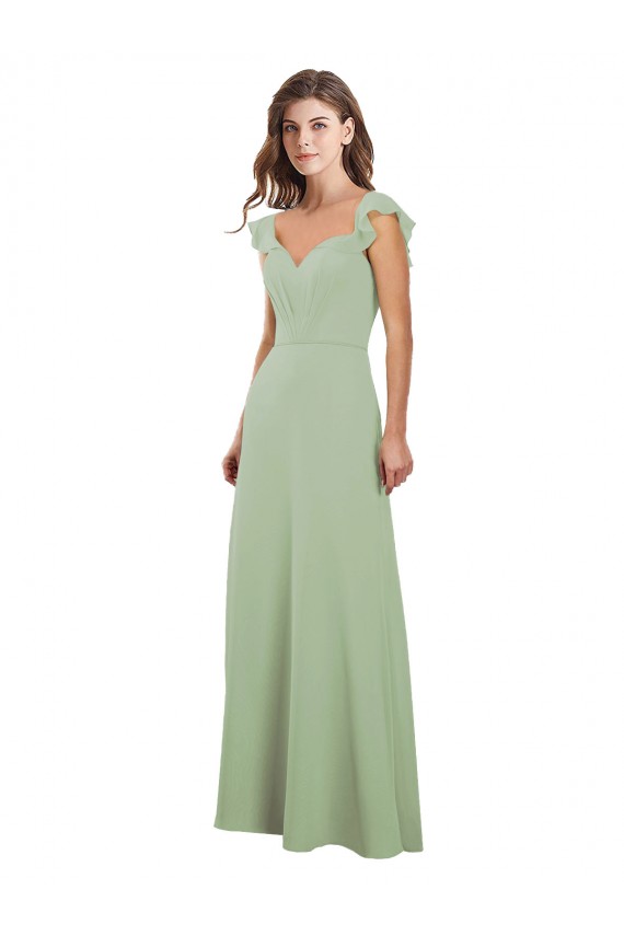 Low Back Soft Chiffon Sweetheart Long Cap Sleeves Bridesmaid Dress / Formal Dress Norwich