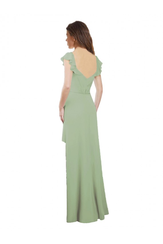 Low Back Soft Chiffon Sweetheart Long Cap Sleeves Bridesmaid Dress / Formal Dress Norwich