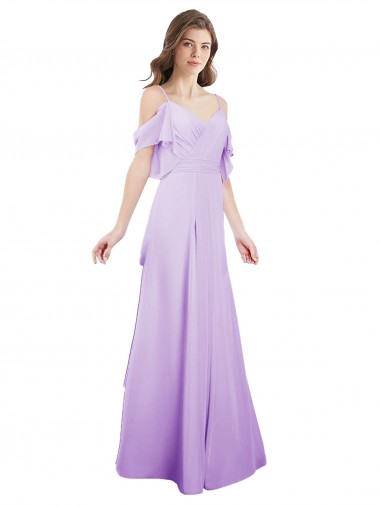 Soft Chiffon Off the Shoulder Long Cold Shoulder Formal Dress / Bridesmaid Dress Norwich