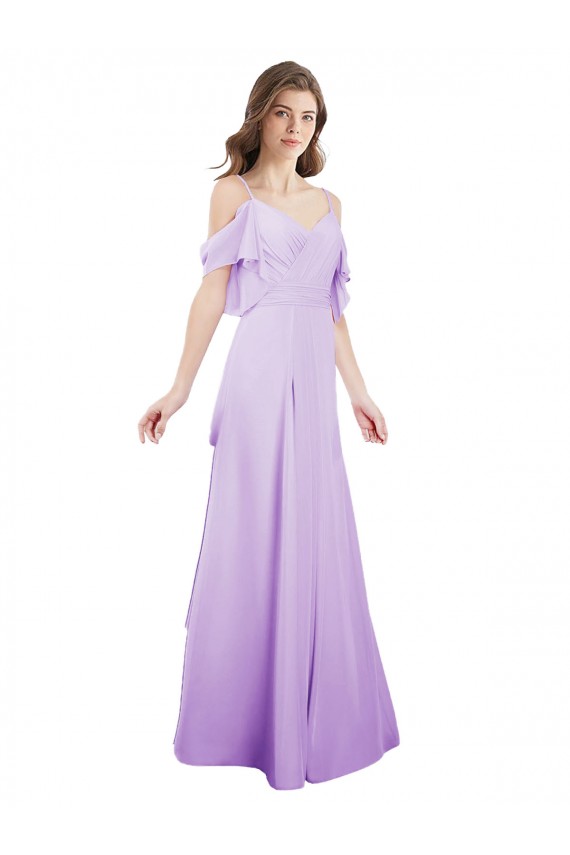 Soft Chiffon Off the Shoulder Long Cold Shoulder Formal Dress / Bridesmaid Dress Norwich