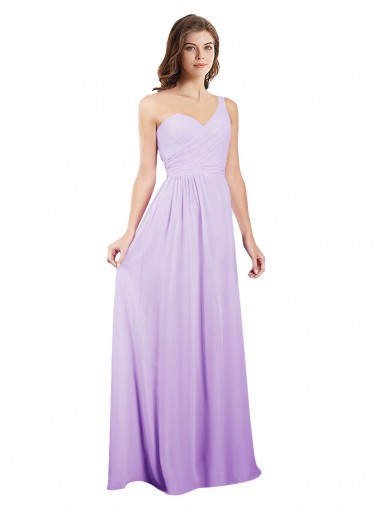 Lilac Chiffon One Shoulder Long Sleeveless Bridesmaid Dress / Evening Dress Norwich